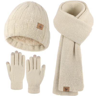 Women's coordinated winter beanie scarf and gloves set
